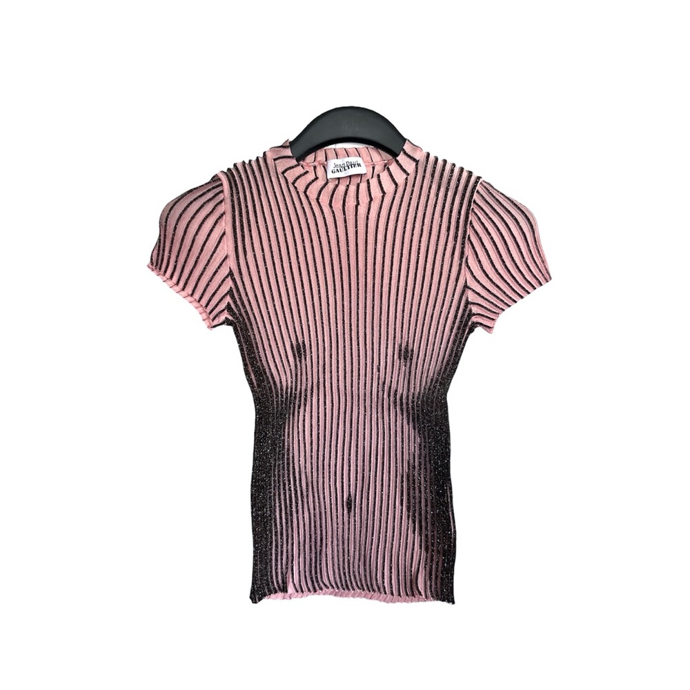 Jean Paul Gaultier Pink Metallic Female Body Trompe L’oeil Knit T-Shirt - Picture 9 of 10